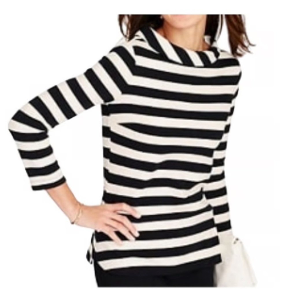 Vintage Talbots Mod 60s Vibes Black and White Striped Women's top Size medium - Picture 9 of 17